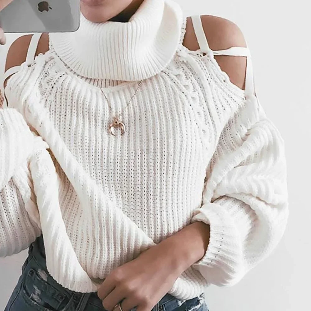 High Collar Long Sleeved Knited light sweater - Picture 2 of 6